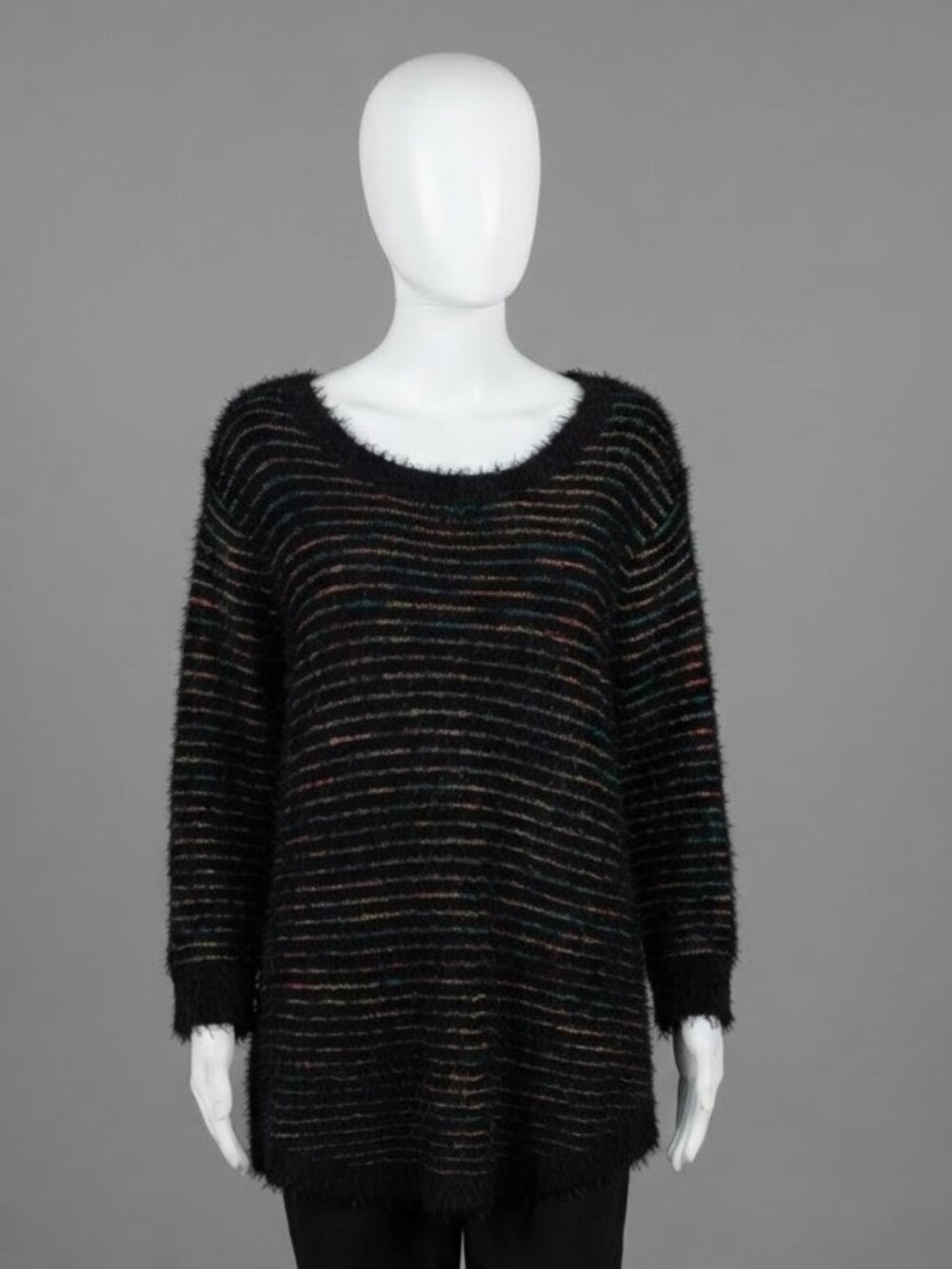 Studio Woman multicolor striped fuzzy sweater